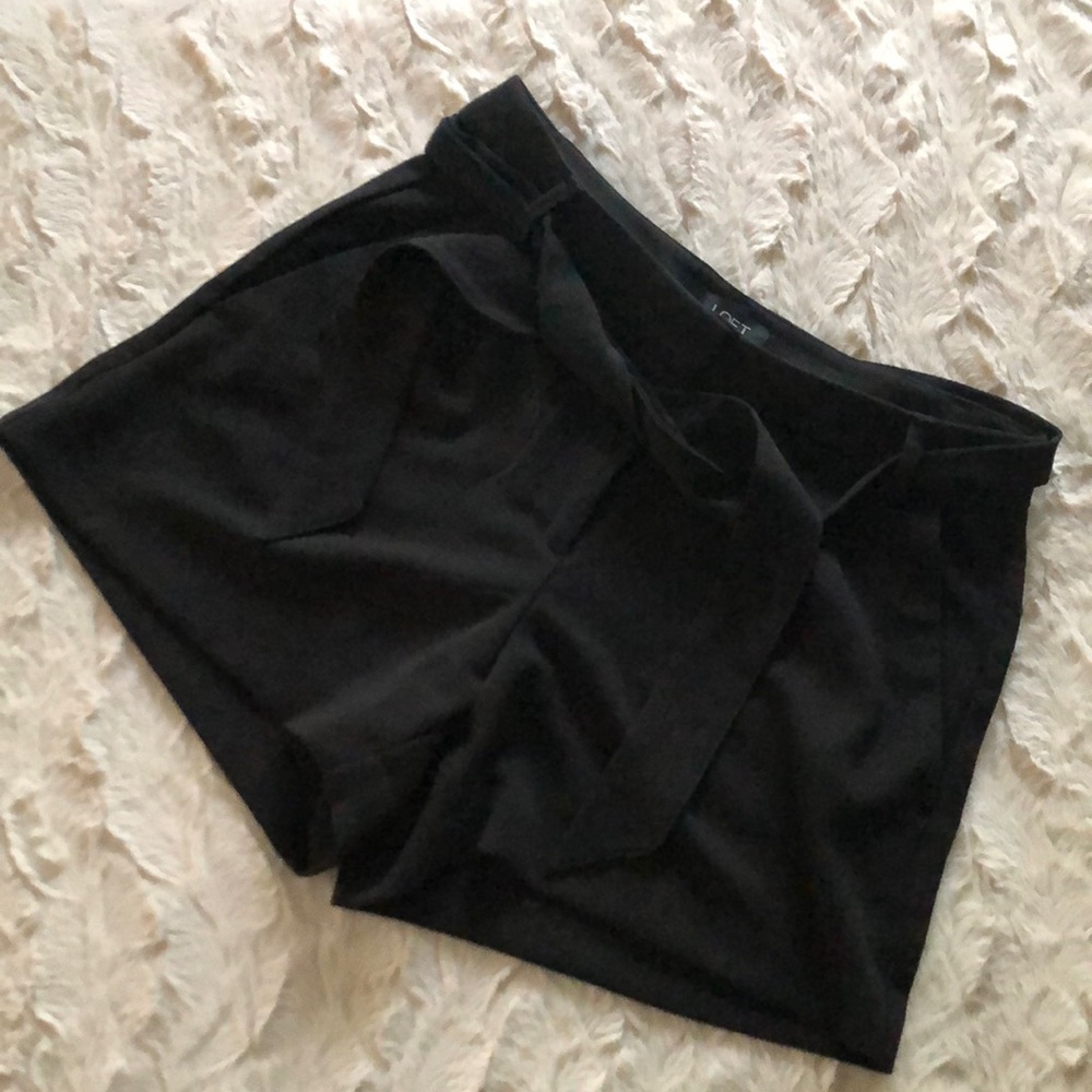 LOFT Black Belted Dress Shorts